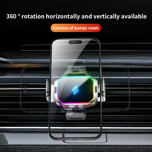 Nouveau support de chargeur de <span class=keywords><strong>voiture</strong></span> sans fil universel 15W, mini format, léger, multifonctionnel, avec rotation à 360° et lumière RGB lumineuse - Product Image 3