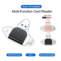Adaptador USB 4 en 1 Portátil con Lector de Tarjetas, Universal para Tarjetas de Memoria SD y TF, para iPhone, Tablet, Cámara, Laptop, PC, Transferencia desde Escritorio