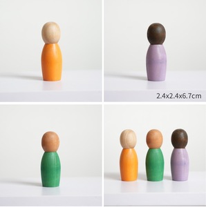 <span class=keywords><strong>Grapat</strong></span> 12 pièces Ensemble de poupées en bois colorées arc-en-ciel Ensemble de jouets de construction pour enfants - Product Image 5