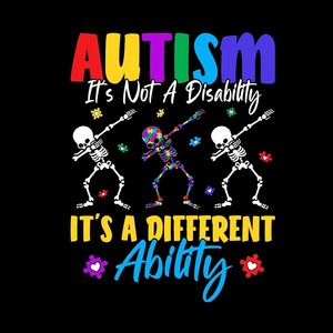 Adesivi Termoadesivi DTF Colorati per la Consapevolezza sull'Autismo con Stampa 'È Ok Essere Diversi' Pronti <span class=keywords><strong>da</strong></span> Applicare su Vestiti - Product Image 1
