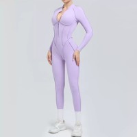 Combinaison de yoga à manches longues, séchage rapide, extensible dans quatre directions, écologique, une pièce, patchwork, col halter, col en V