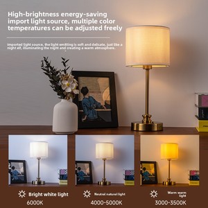 Lámpara de Mesa LED Retro Moderna de Alta Gama, E14, Control Táctil, con Batería, Tela Francesa, Decoración para Dormitorio, Uso Interior/Exterior - Product Image 6