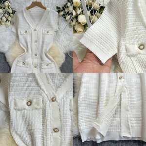 <span class=keywords><strong>Robe</strong></span> en tricot mi-longue sexy à <span class=keywords><strong>col</strong></span> en <span class=keywords><strong>V</strong></span> de qualité supérieure A49, <span class=keywords><strong>v</strong></span>êtements d'été pour femmes, <span class=keywords><strong>robe</strong></span> élégante décontractée à <span class=keywords><strong>manches</strong></span> <span class=keywords><strong>courtes</strong></span> avec boutons - Product Image 6