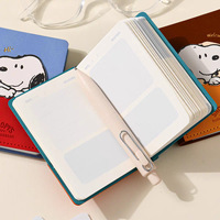 Cuaderno de Bolsillo Snoopy, Mini Diario Portátil con Ranura para Tarjetas, Bonito Libro de Notas, Papelería para Estudiantes
