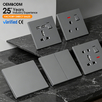 KSQ Venta Directa de Fábrica, Enchufe Doble y Interruptor de Pared Ultra Delgado con Panel de PC, Estándar Británico 220V 13A, para Casas Nuevas en el Reino Unido