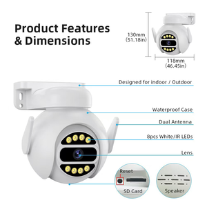 Tuya 6MP PTZ máy ảnh hai cách âm thanh thẻ SD CCTV ngoài trời không thấm nước IP Mạng an ninh Hệ thống máy ảnh máy ảnh với còi báo động cảnh báo - Product Image 2