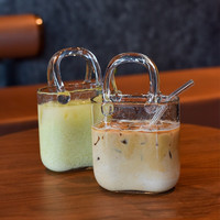 Moderne Eco-Vriendelijke Vintage Handtas Vormige Transparante Portemonnee Vaas Sap Wijn Drinkbeker Tas Set Voor Party Fruit Cocktail