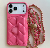 Pour iPhone 14 15 11 13 Pro Max : Étui portefeuille tendance avec chaîne bandoulière, sacoche de téléphone portable, accessoires