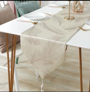 Produzione professionale foglie da tavolo <span class=keywords><strong>Runner</strong></span> matrimonio Jacquard <span class=keywords><strong>Runner</strong></span> di qualità superiore Beige <span class=keywords><strong>Runner</strong></span> da tavolo - Product Image 3