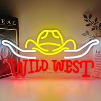 Lampe néon personnalisée en forme de chapeau de cowboy, enseigne néon LED de cowboy western, cadeau unique pour la décoration murale de la maison, du pub ou de la salle.