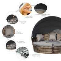 Lit de repos de luxe en rotin tressé de haute qualité pour hôtel, avec baldaquin, mobilier de jardin, chaise longue ronde de plage, transats modernes