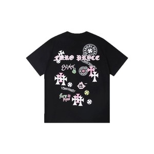 T-shirt Unisex in Cotone Puro a Maniche Corte con Stampa Alfabeto Sanscrito a Croce e Ferro di Cavallo, Collezione Cross-border Trendy Crow 26SS - Product Image 3