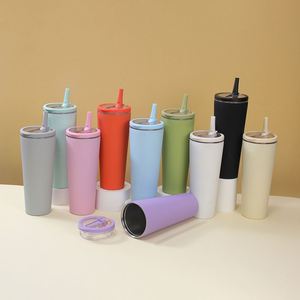 Arrival Customized 24Oz Stainless Steel Thermos Cup Ring Handle Office Foldable <b>Straw</b> Modern Vacuum Tumbler Wholesale New - Product Image 4