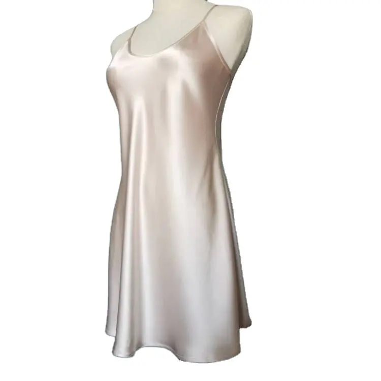 Hot sale silk sleepwear dress OEM silk satin slip dress for women