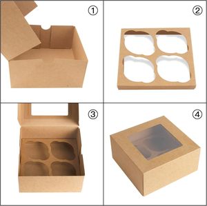 Scatole per Biscotti da Forno <span class=keywords><strong>con</strong></span> Finestra, Scatole in Carta Kraft per Cupcake, Dolci e Prodotti da Forno - Product Image 4