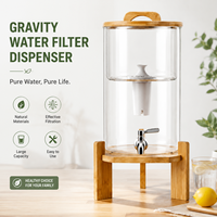 Filtre à eau par gravité en verre de 8 L, purificateur de comptoir, élimine le chlore, les métaux et les sédiments, conserve les minéraux naturels, améliore le goût