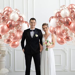 60 ballons en latex blanc nacré et or rose de 12 pouces pour la décoration de fiançailles, de fête prénuptiale, de mariage et d'anniversaire - Product Image 4