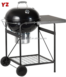 Parrilla de carbón de 57CM con mesa Parrilla de cocina ajustable Parrilla de carro de mesa lateral con un termómetro de lujo - Product Image 3