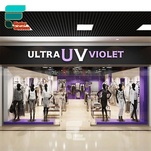 Tienda de lujo de gama alta, tienda de ropa de diseño, exhibición de ropa dorada, estante de exhibición de madera para tienda de ropa - Product Image 6