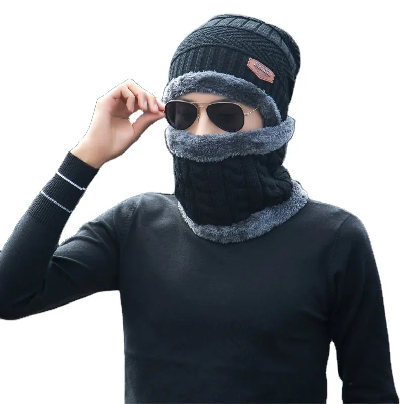 Winter Hat Scarf Set Slouchy Beanie Snow Knit Skull Cap Warm Scarves for Women Men Kids