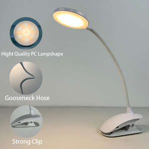 Mini lampe de lecture rechargeable 3 étapes, blanc, flexible, <span class=keywords><strong>facile</strong></span> à lire, lampe de bureau à LED avec pince - Product Image 3