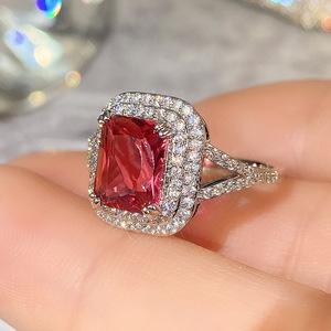 Nuevo anillo brillante con corte de princesa cuadrado, anillo de compromiso de moda europea para mujer - Product Image 6