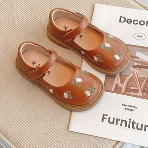 Zapatos de Cuero para Niña Estilo Princesa, Zapatos Planos con Flores Bordadas, Zapatos de Baile - Product Image 3