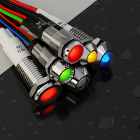Feux indicateurs métalliques d'avertissement FILN rouge 8 mm AC 12V LED pour moto