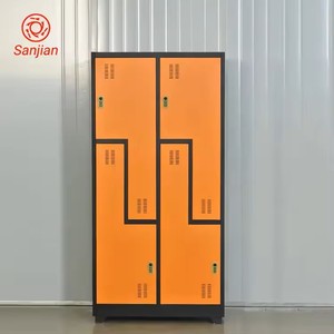 Sanjian nouveau design gris <span class=keywords><strong>6</strong></span> porte battante chambre Z/LShape vêtements placard de rangement armoire métal armoire acier casier - Product Image 3