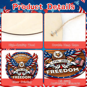 Decorazione Patriottica da Appendere '250 Anni di Libertà' con Aquila Calva e Bandiera Americana per il Giorno dell'Indipendenza, Decorazione Murale per Casa e Feste - Product Image 4