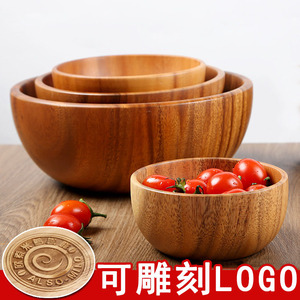 Bol en bois d'acacia de style japonais, bassine en bois, bol à pétrir en bois massif, grand bol à pâte, vaisselle en bois, saladier - Product Image 3