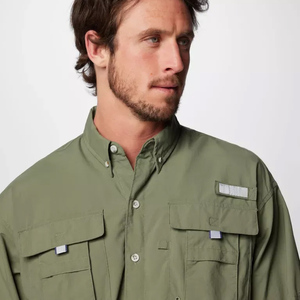 Với cá cổ áo tay áo in đục mũ trùm đầu khô thời tiết lạnh cá nút xuống câu cá Áo sơ mi - Product Image 4