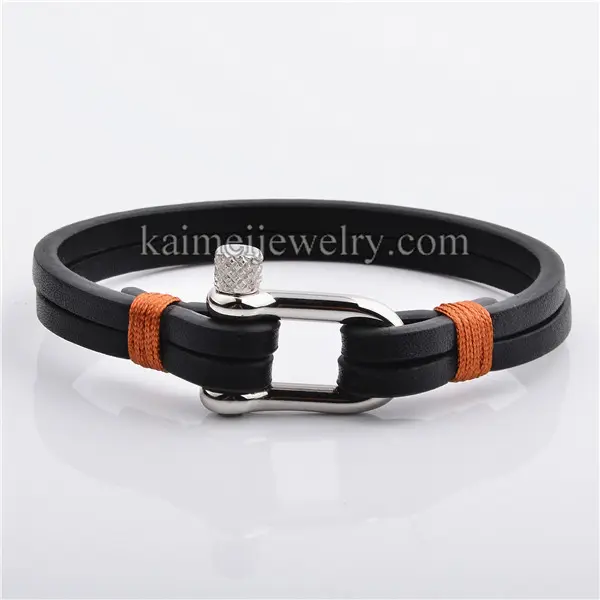 Wholesale Hand Made Mens Stainless Steel Silver Metal Shackle Knot Bracelet