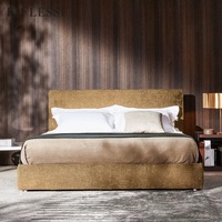 Italienisches Modernes Minimalistisches Komfortables Möbelstück Holz-Queensize-Bettgestell Schönes Stoffbezogenes Kingsize-Bett für Schlafzimmer