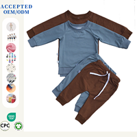 Vente flash - Ensemble de vêtements de détente pour enfants unisexe en coton et élasthanne, t-shirt à manches longues et pantalon, ensemble de 2 pièces pour la maison