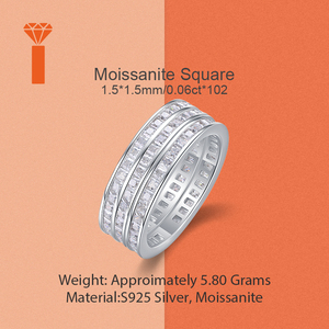 Anillo de Moissanita de Plata de Ley 925 al por Mayor para Hombre, Anillos de Moissanita VVS para Él, Anillo de Moissanita para Hombre de 5ct Color D, Anillo de Boda - Product Image 4