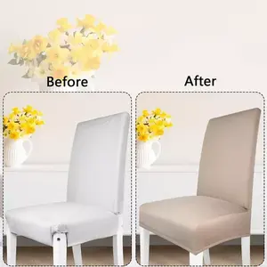 Protectores de Silla Elásticos Ajustables, Paquete de 6, Tela de Microfibra Suave con Banda Elástica, Beige, 190 cm de Longitud, para Interiores - Product Image 5