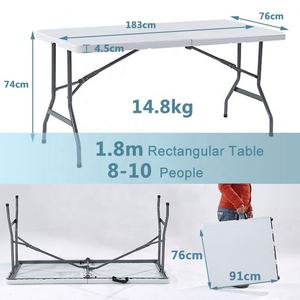 Table pliante en plastique rectangulaire blanche, table pliante d'extérieur légère pour banquet événement réunion - Product Image 4
