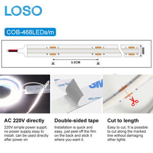 Chất lượng cao ngoài trời chiếu sáng trong nhà trắng RGB linh hoạt Dimmable 468LEDs/m 220V <span class=keywords><strong>COB</strong></span> <span class=keywords><strong>LED</strong></span> Strip ánh sáng - Product Image 4