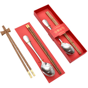 Juego de palillos y cuchara de madera de ala de pollo sin pintar, utensilios para servir sin cera con logotipo grabado, regalo para el Año Nuevo Chino - Product Image 5