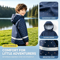 OEM Kinder-Wasserdichte Kleidung Mädchen Fleece-Gefütterte PU-Regenjacke Outdoor Winter Warme Winddichte Regenjacke zum Wandern