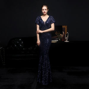 Nouvelle robe de soirée élégante à col en V, robe de bal à sequins et à paillettes, manches courtes, queue de poisson, robe de fête <span class=keywords><strong>pour</strong></span> femmes de haute qualité - Product Image 6