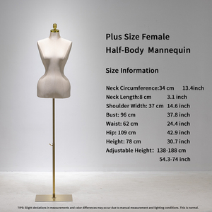 Maniquí de Espuma Curvo de Lujo con Funda de Tela, Ajustable, <span class=keywords><strong>Medio</strong></span> <span class=keywords><strong>Cuerpo</strong></span>, Femenino, para Exhibición de Ropa en Boutiques - Product Image 6