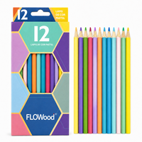 FLOWood – Lot de 12 crayons de couleur pastel pré-affûtés à mine souple en bois pour le dessin et la coloration des enfants à l'école