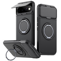 Magnetische verborgen kaarthouder telefoonhoesje met 360° bescherming °   Ringstandaard Schuifbare camerakap Valbescherming voor Google Pixel 11 10 9 Pro XL