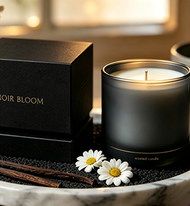 Caja de cartón corrugado negra de lujo con impresión personalizada para envíos aéreos, con logo en lámina dorada, caja de regalo plegable para fragancias para el hogar - Product Image 4