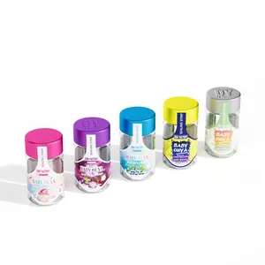 Frasco de vidro infusão de bebê 8 falvor, etiqueta personalizada, frasco de vidro de 2,5g, 5 pacotes, frascos pré-rolo, recipiente pequeno à prova de crianças, para flores