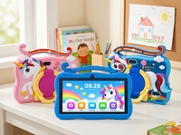 Tablette pour enfants 7 pouces Android 8.1 2 Go 16 Go WiFi 1024x600 Bleu Rose Tablette PC pour enfants avec étui licorne et support