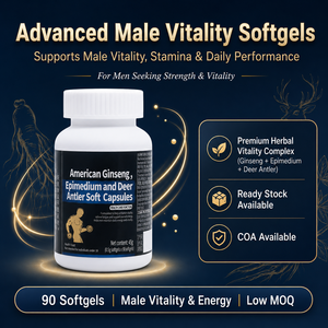 Complément de vitalité masculine : Capsules molles de ginseng américain, d'épimède et de panache de cerf pour hommes - Product Image 1