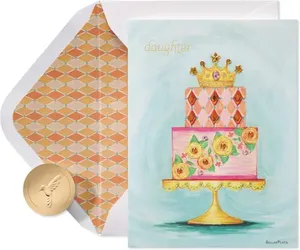 2024 Crown Cake Pattern Tarjeta de cumpleaños Producto de embalaje e impresión personalizable con imagen